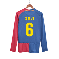 Barcelona XAVI #6 Domácí Retro fotbalový dres s dlouhým rukávem 2008/09 - finále UCL
