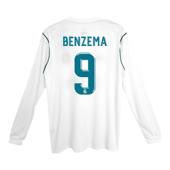 Real Madrid BENZEMA #9 Domácí Retro fotbalový dres s dlouhým rukávem 2017/18