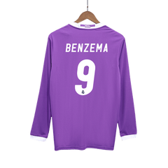 Real Madrid BENZEMA #9 venkovní retro fotbalový dres s dlouhým rukávem 2016/17