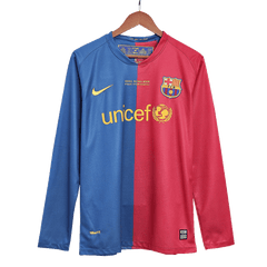 Barcelona XAVI #6 Domácí Retro fotbalový dres s dlouhým rukávem 2008/09 - finále UCL