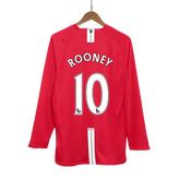 Manchester United ROONEY #10 Home Retro Long Sleeve Football Jersey 2007/08