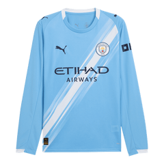 Manchester City Home Football Jersey Long Sleeve 2025/26 Blue