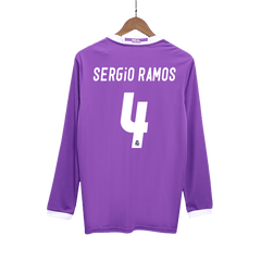 Real Madrid SERGIO RAMOS #4 venkovní retro fotbalový dres s dlouhým rukávem 2016/17