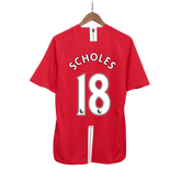 Manchester United SCHOLES #18 Home Retro Football Shirt 2007/08