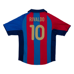 Barcelona RIVALDO #10 Home Retro Football Jersey 2001/02