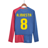 Barcelona A.INIESTA #8 Domácí Retro fotbalový dres s dlouhým rukávem 2008/09 - finále UCL
