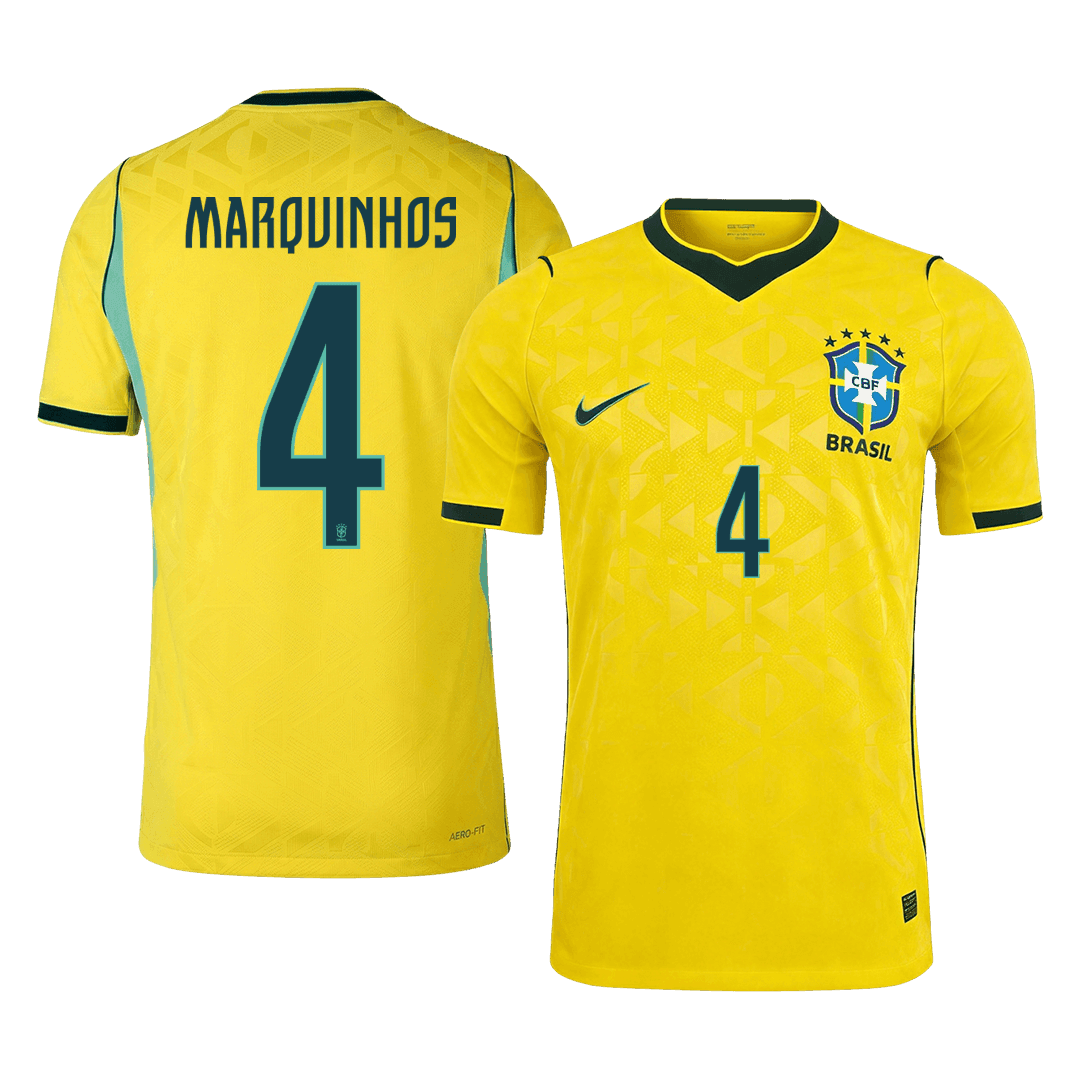 Brazil MARQUINHOS #4 Domov Fotbalový dres Mistrovství světa 2026 - verze pro hráče