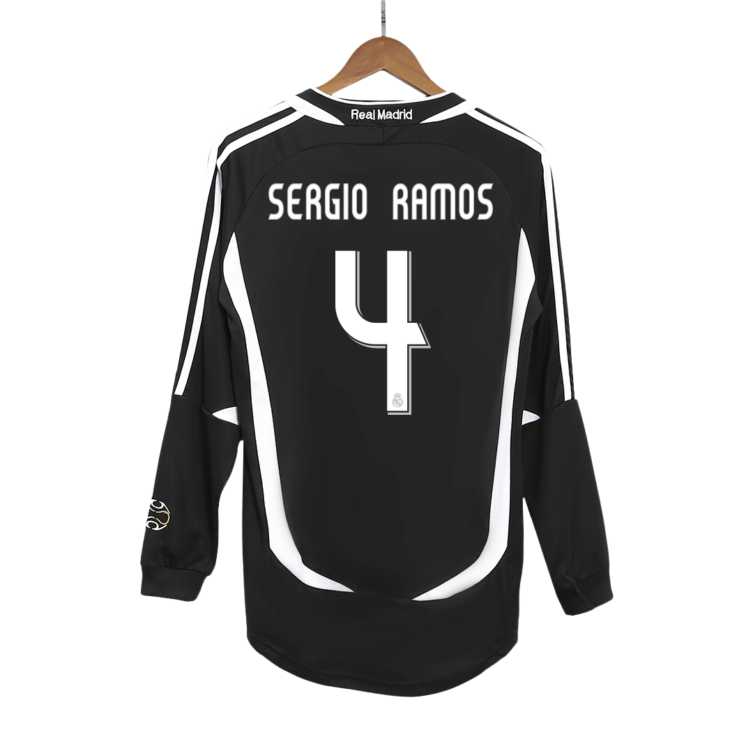 Real Madrid SERGIO RAMOS #4 venkovní retro fotbalový dres s dlouhým rukávem 2006/07