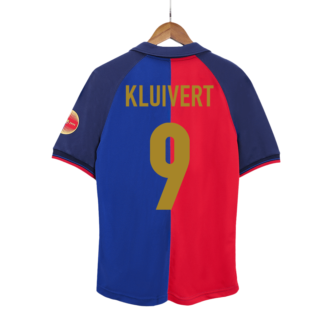 Barcelona KLUIVERT #9 Home Retro Football Shirt 1999/00 - 100th Anniversary