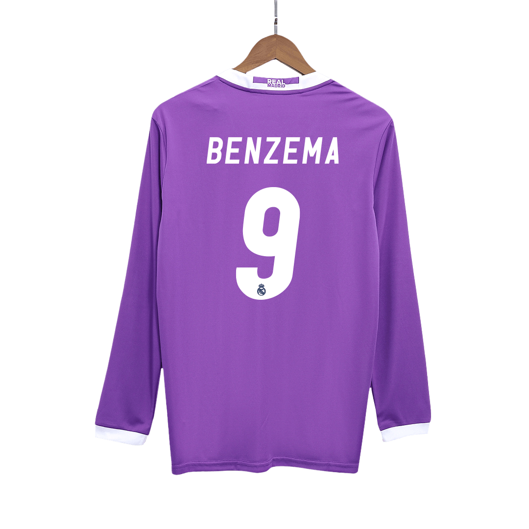 Real Madrid BENZEMA #9 venkovní retro fotbalový dres s dlouhým rukávem 2016/17