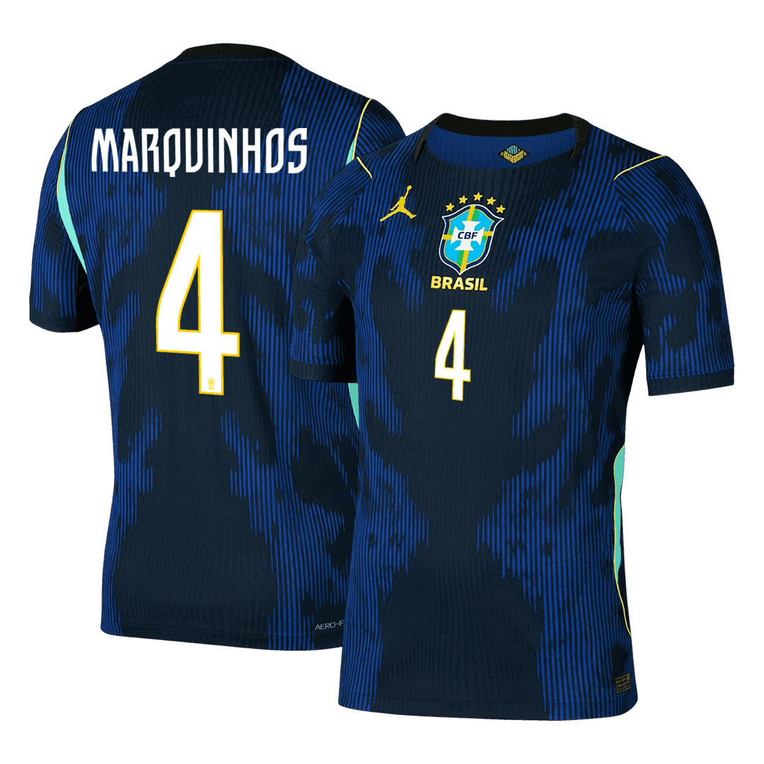 Brazil MARQUINHOS #4 Pryč Fotbalový dres Mistrovství světa 2026 - verze pro hráče