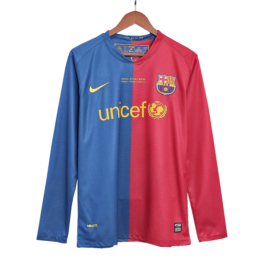 Barcelona A.INIESTA #8 Domácí Retro fotbalový dres s dlouhým rukávem 2008/09 - finále UCL