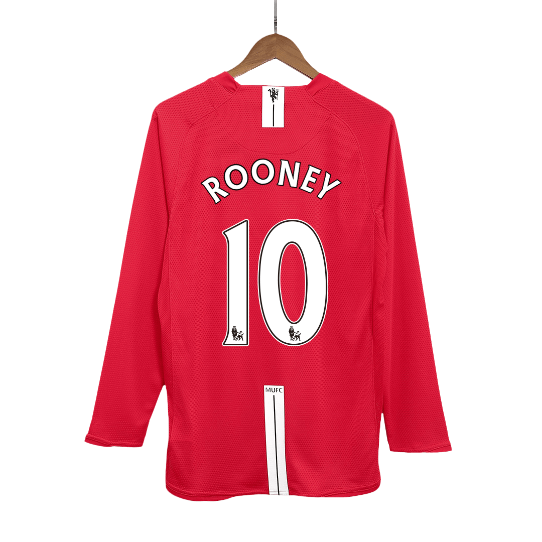 Manchester United ROONEY #10 Domácí Retro fotbalový dres s dlouhým rukávem 2007/08
