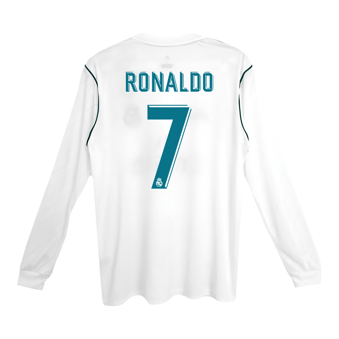 Real Madrid RONALDO #7 Home Retro Long Sleeve Football Jersey 2017/18