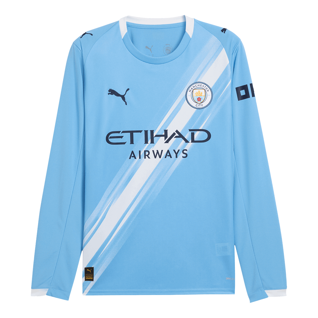Manchester City Home Football Jersey Long Sleeve 2025/26 Blue