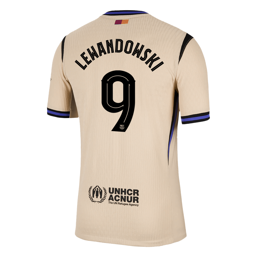 Barcelona LEWANDOWSKI #9 venkovní fotbalový dres 2025/26 – verze pro hráče – UCL