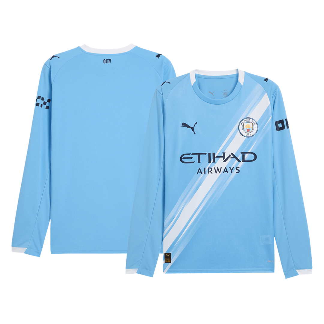 Manchester City Home Football Jersey Long Sleeve 2025/26 Blue