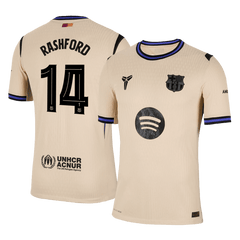 Barcelona RASHFORD #14 venkovní fotbalový dres 2025/26 – verze pro hráče – UCL