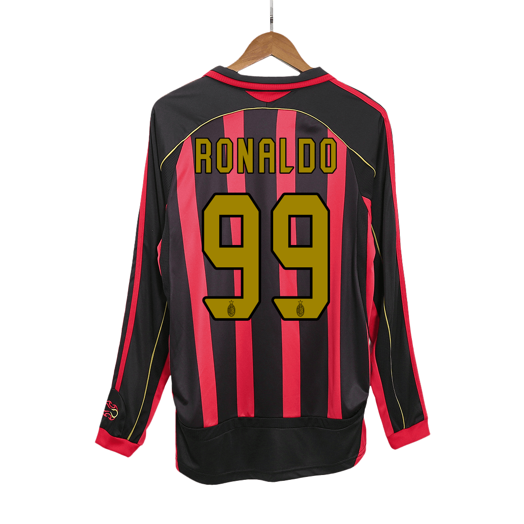 AC Milán RONALDO #99 Domácí Retro fotbalový dres s dlouhým rukávem 2006/07
