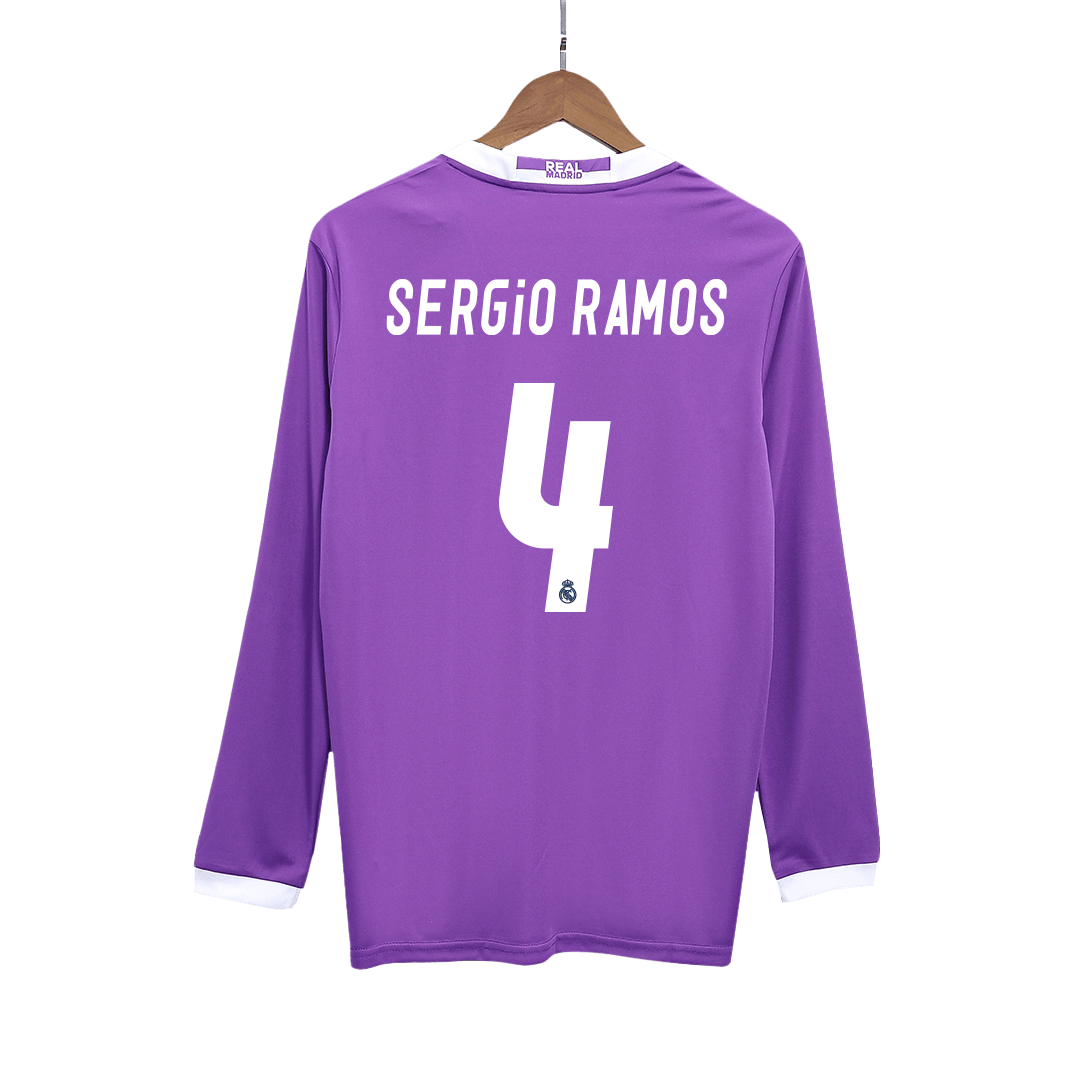 Real Madrid SERGIO RAMOS #4 venkovní retro fotbalový dres s dlouhým rukávem 2016/17
