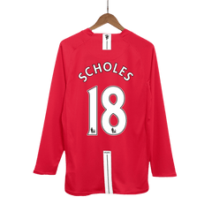 Manchester United SCHOLES #18 Domácí Retro fotbalový dres s dlouhým rukávem 2007/08