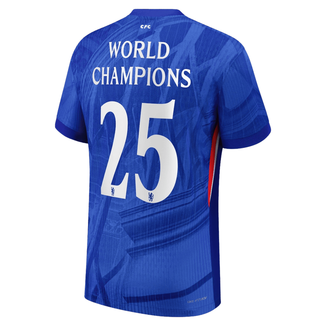 Chelsea WORLD CHAMPIONS #25 Home Football Shirt 2025/26 with badge on the chest - player version