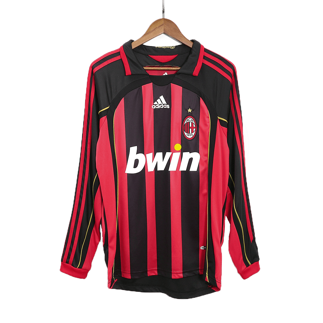 AC Milan MALDINI #3 Home Retro Long Sleeve Football Jersey 2006/07
