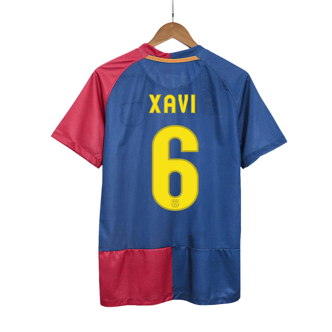 Barcelona XAVI #6 Home Retro Football Jersey 2008/09 - UCL Final