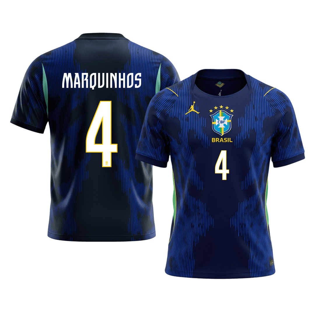 Pánské Brazil MARQUINHOS #4 Pryč Fotbalový dres Mistrovství světa 2026