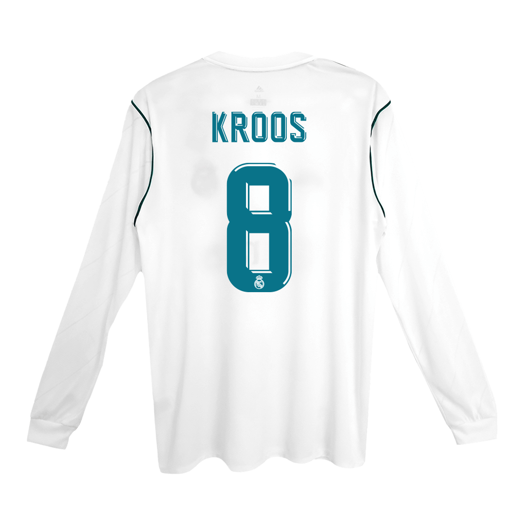 Real Madrid KROOS #8 Home Retro Long Sleeve Football Jersey 2017/18