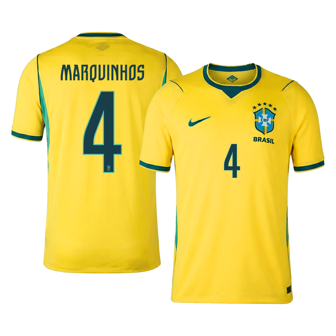 Pánské Brazil MARQUINHOS #4 Domov Fotbalový dres Mistrovství světa 2026