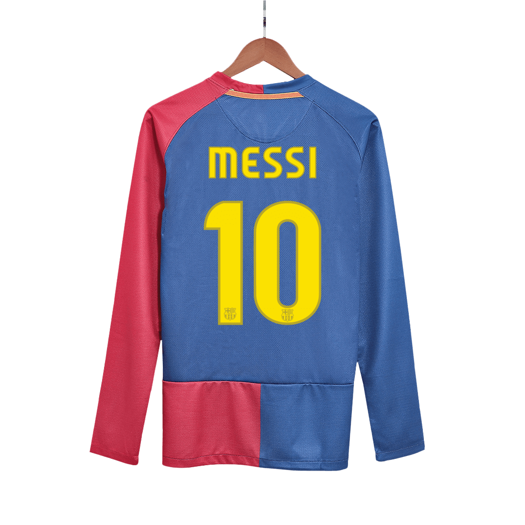 Barcelona MESSI #10 Home Retro Long Sleeve Football Jersey 2008/09 - UCL Final