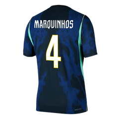 Brazil MARQUINHOS #4 Pryč Fotbalový dres Mistrovství světa 2026 - verze pro hráče