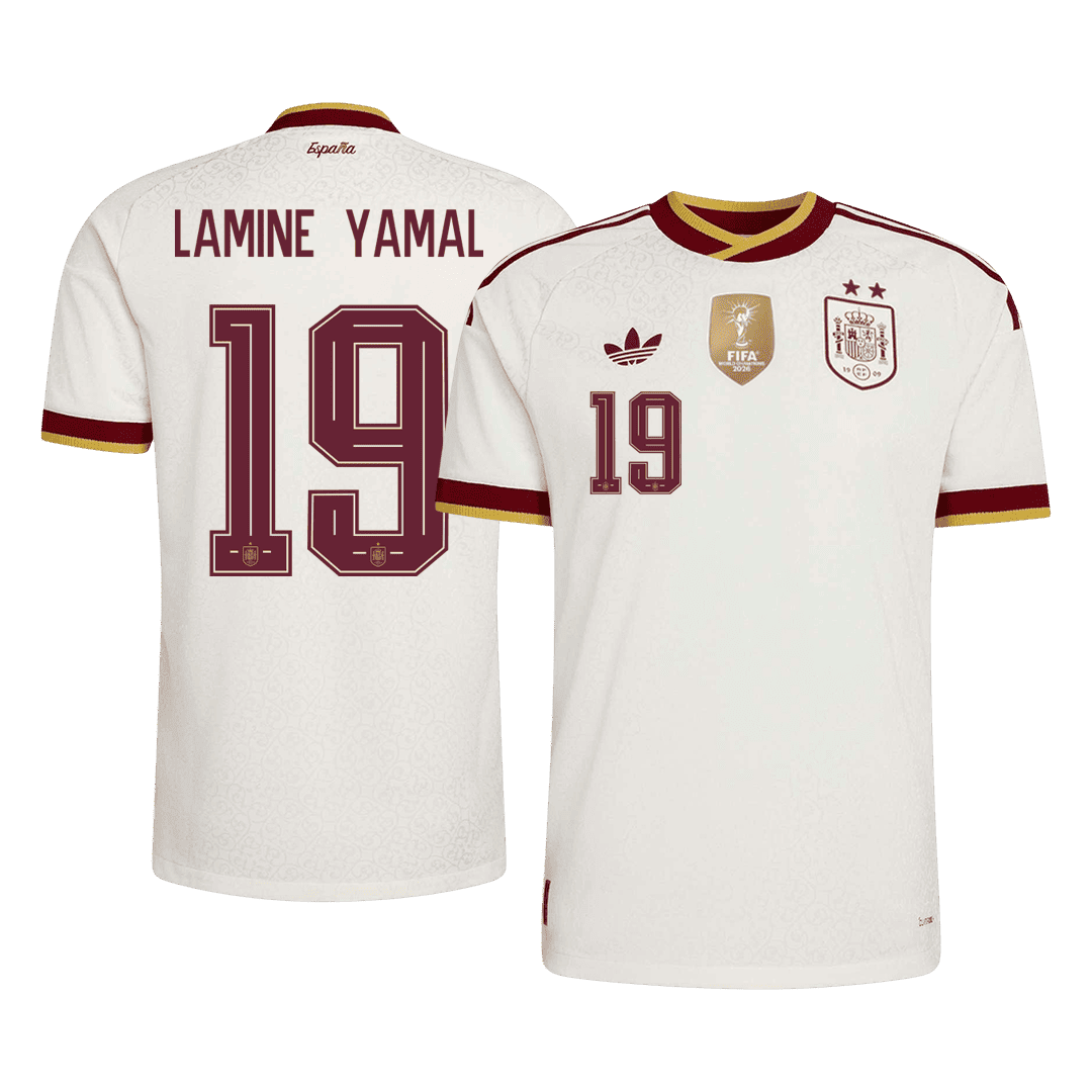 Spain LAMINE YAMAL #19 Pryč Fotbalový dres Mistrovství světa 2026 Champion Edition - verze pro hráče