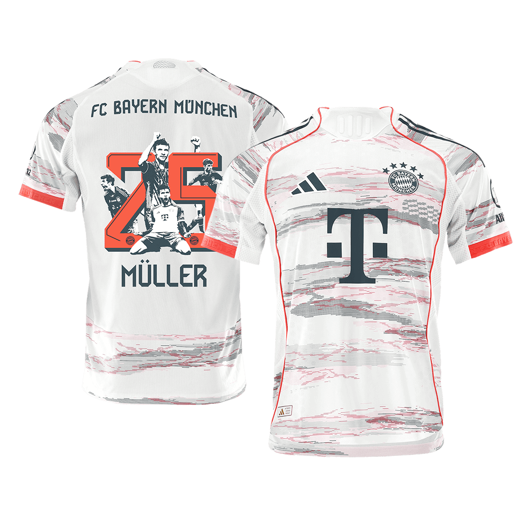 Bayern Mnichov MÜLLER speciální #25 venkovní fotbalový dres 2025/26 – verze pro hráče