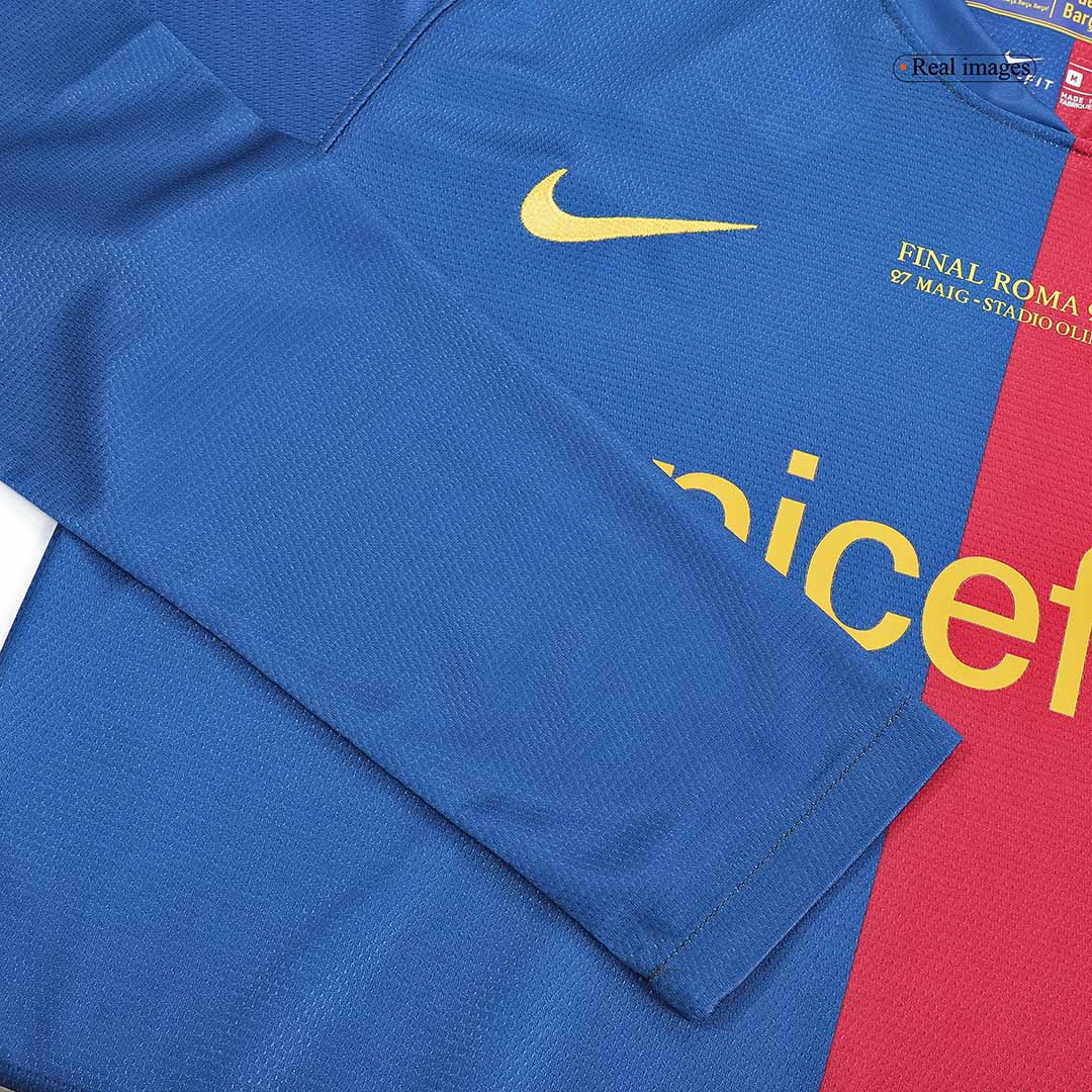 Barcelona A.INIESTA #8 Domácí Retro fotbalový dres s dlouhým rukávem 2008/09 - finále UCL
