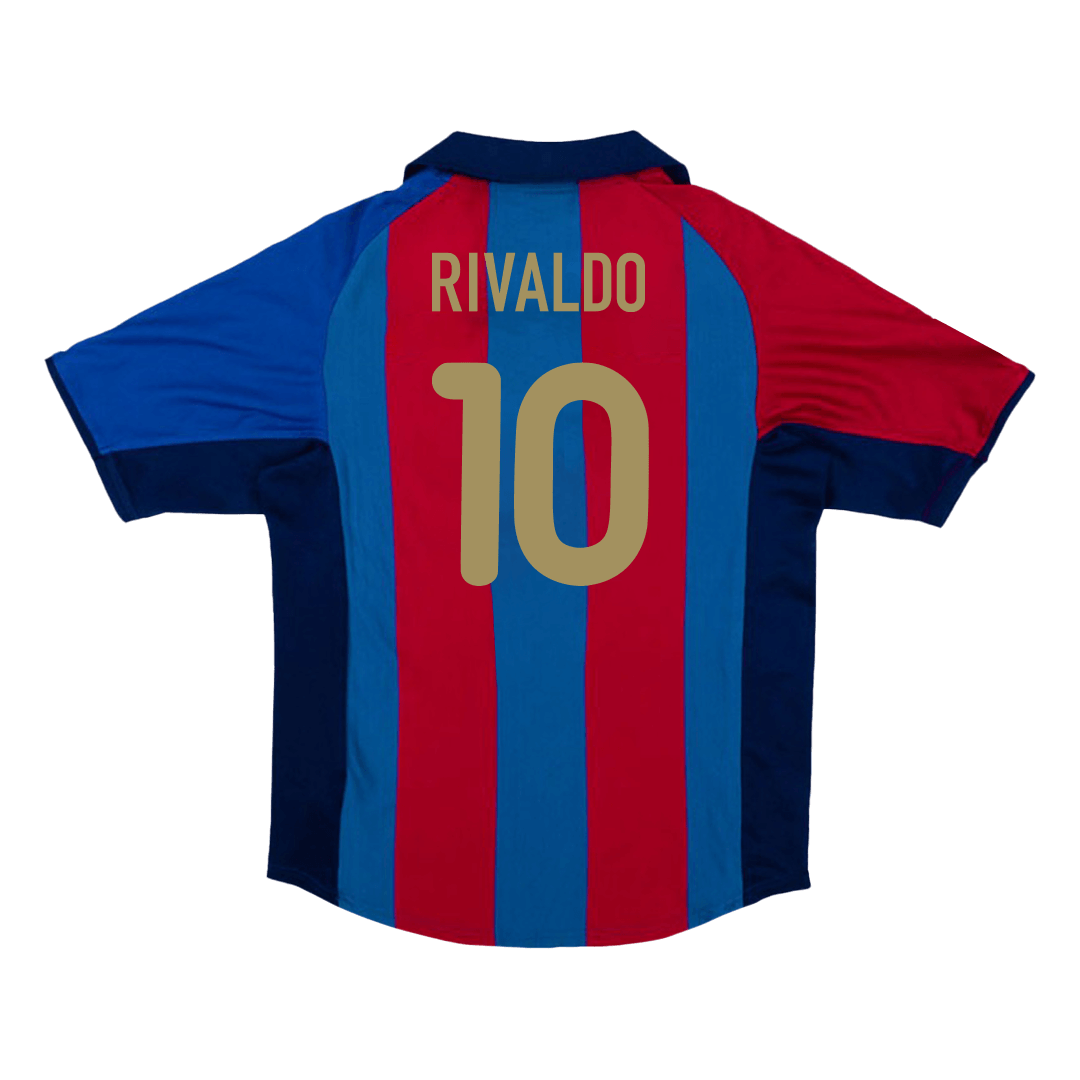 Barcelona RIVALDO #10 Home Retro Football Jersey 2001/02