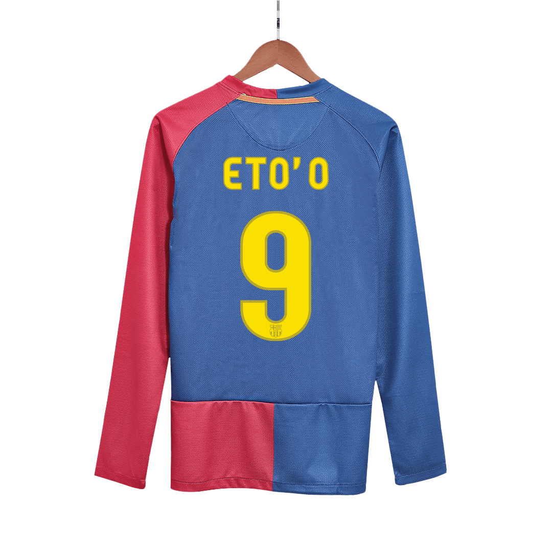 Barcelona ETO'O #9 Home Retro Long Sleeve Football Jersey 2008/09 - UCL Final